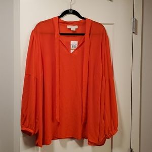 Sheer Orange Michael Kors top